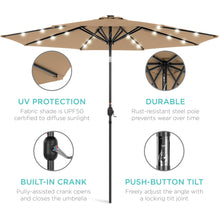 Load image into Gallery viewer, 10ft Solar LED Lighted Patio Umbrella w/ Tilt Adjustment, Fade-Resistance