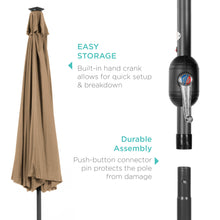Load image into Gallery viewer, 10ft Solar LED Lighted Patio Umbrella w/ Tilt Adjustment, Fade-Resistance