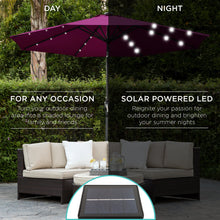 Load image into Gallery viewer, 10ft Solar LED Lighted Patio Umbrella w/ Tilt Adjustment, Fade-Resistance
