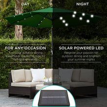 Load image into Gallery viewer, 10ft Solar LED Lighted Patio Umbrella w/ Tilt Adjustment, Fade-Resistance