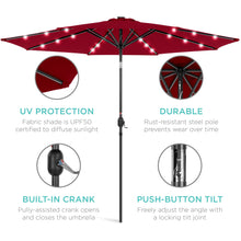 Load image into Gallery viewer, 10ft Solar LED Lighted Patio Umbrella w/ Tilt Adjustment, Fade-Resistance