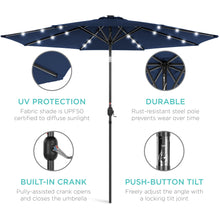 Load image into Gallery viewer, 10ft Solar LED Lighted Patio Umbrella w/ Tilt Adjustment, Fade-Resistance