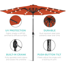 Load image into Gallery viewer, 10ft Solar LED Lighted Patio Umbrella w/ Tilt Adjustment, Fade-Resistance