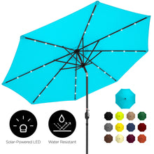 Load image into Gallery viewer, 10ft Solar LED Lighted Patio Umbrella w/ Tilt Adjustment, Fade-Resistance