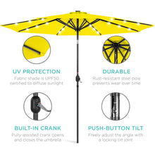 Load image into Gallery viewer, 10ft Solar LED Lighted Patio Umbrella w/ Tilt Adjustment, Fade-Resistance