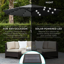 Load image into Gallery viewer, 10ft Solar LED Lighted Patio Umbrella w/ Tilt Adjustment, Fade-Resistance