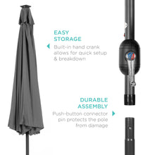 Load image into Gallery viewer, 10ft Solar LED Lighted Patio Umbrella w/ Tilt Adjustment, Fade-Resistance