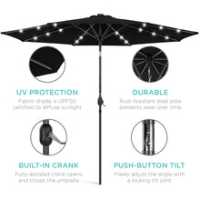Load image into Gallery viewer, 10ft Solar LED Lighted Patio Umbrella w/ Tilt Adjustment, Fade-Resistance