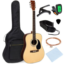 Load image into Gallery viewer, 41in Acoustic Guitar Starter Kit w/ Digital Tuner, Padded Case, Picks, Strap
