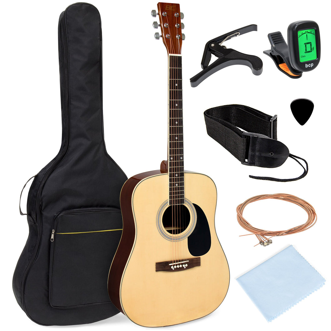 41in Acoustic Guitar Starter Kit w/ Digital Tuner, Padded Case, Picks, Strap