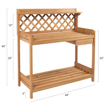 Load image into Gallery viewer, Wooden Potting Bench Workstation w/ Cabinet, Natural Wood Finish
