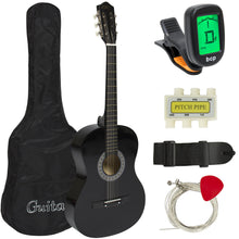 Load image into Gallery viewer, 38in Beginner Acoustic Guitar Musical Instrument Kit w/ Case, Strap, Tuner
