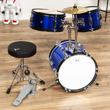 Load image into Gallery viewer, 3-Piece Kids Beginner Drum Musical Instrument Set w/ Sticks, Stool, Pedal
