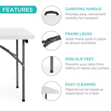 Load image into Gallery viewer, 4ft Portable Folding Plastic Dining Table w/ Handle, Lock
