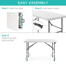 Load image into Gallery viewer, 4ft Portable Folding Plastic Dining Table w/ Handle, Lock
