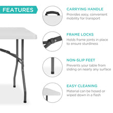 Load image into Gallery viewer, 6ft Portable Folding Plastic Dining Table w/ Handle, Lock
