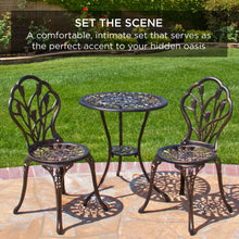 Load image into Gallery viewer, 3-Piece Cast Aluminum Patio Bistro Furniture Set w/ Antique Copper Finish
