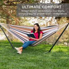 Load image into Gallery viewer, 2-Person Brazilian-Style Double Hammock w/ Carrying Bag and Steel Stand
