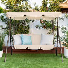 Load image into Gallery viewer, 2-Person Outdoor Canopy Swing Glider Furniture w/ Cushions, Steel Frame
