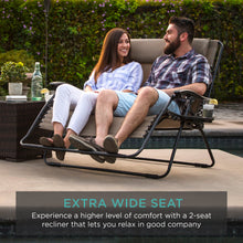 Load image into Gallery viewer, 2-Person Double Wide Zero Gravity Chair Lounger w/ Cup Holders, Headrest
