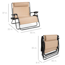 Load image into Gallery viewer, 2-Person Double Wide Zero Gravity Chair Lounger w/ Cup Holders, Headrest
