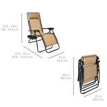 Load image into Gallery viewer, Set of 2 Adjustable Zero Gravity Patio Chair Recliners w/ Cup Holders
