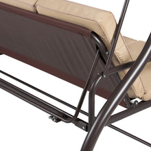 Load image into Gallery viewer, 3-Seat Outdoor Canopy Swing Glider Furniture w/ Convertible Flatbed Backrest
