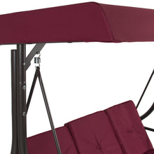 Load image into Gallery viewer, 3-Seat Outdoor Canopy Swing Glider Furniture w/ Convertible Flatbed Backrest
