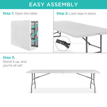 Load image into Gallery viewer, 8ft Portable Folding Plastic Dining Table w/ Handle, Lock
