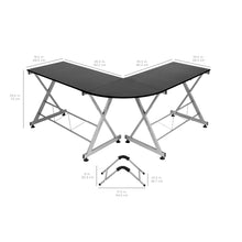 Load image into Gallery viewer, Modular L-Shape Corner Computer Desk w/ Wooden Tabletop, Keyboard Tray
