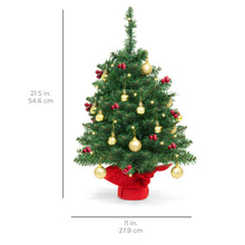 Load image into Gallery viewer, 22in Tabletop Christmas Tree w/ Lights, Berries, Ornaments
