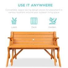 Load image into Gallery viewer, 2-in-1 Outdoor Interchangeable Wooden Picnic Table/Garden Bench
