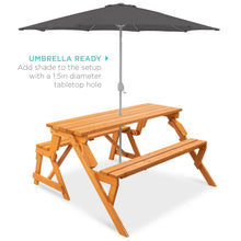 Load image into Gallery viewer, 2-in-1 Outdoor Interchangeable Wooden Picnic Table/Garden Bench
