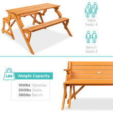 Load image into Gallery viewer, 2-in-1 Outdoor Interchangeable Wooden Picnic Table/Garden Bench
