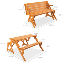 Load image into Gallery viewer, 2-in-1 Outdoor Interchangeable Wooden Picnic Table/Garden Bench
