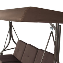 Load image into Gallery viewer, 3-Seat Outdoor Canopy Swing Glider Furniture w/ Convertible Flatbed Backrest
