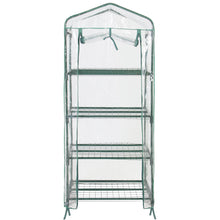 Load image into Gallery viewer, 27x19x63in 4-Tier Mini Greenhouse w/ Roll-Up Zipper Door, Steel Shelves
