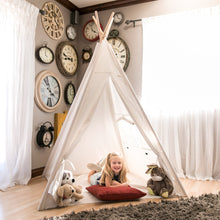 Load image into Gallery viewer, 6ft Kids Pretend Cotton Teepee Play Tent w/ Mesh Window, Carrying Case
