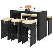 Load image into Gallery viewer, 7-Piece Wicker Bar Patio Dining Set
