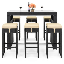 Load image into Gallery viewer, 7-Piece Wicker Bar Patio Dining Set
