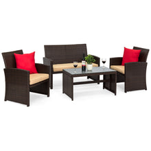 Load image into Gallery viewer, 4-Piece Outdoor Wicker Sofa Furniture Set w/ 1 Double, 2 Single Sofas, Table
