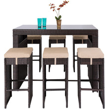 Load image into Gallery viewer, 7-Piece Wicker Bar Patio Dining Set
