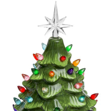 Load image into Gallery viewer, 15in Pre-Lit Hand-Painted Ceramic Tabletop Christmas Tree w/ 64 Lights
