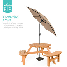 Load image into Gallery viewer, 6-Person Circular Wooden Picnic Table w/ Benches
