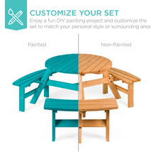 Load image into Gallery viewer, 6-Person Circular Wooden Picnic Table w/ Benches
