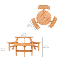 Load image into Gallery viewer, 6-Person Circular Wooden Picnic Table w/ Benches
