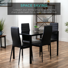 Load image into Gallery viewer, 5-Piece Dining Table Set w/ Glass Top, Leather Chairs
