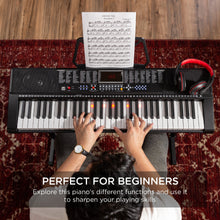 Load image into Gallery viewer, 61-Key Beginners Electronic Keyboard Piano Set w/ Lighted Keys, 3 Modes
