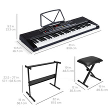 Load image into Gallery viewer, 61-Key Beginners Electronic Keyboard Piano Set w/ Lighted Keys, 3 Modes
