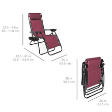 Load image into Gallery viewer, Set of 2 Adjustable Zero Gravity Patio Chair Recliners w/ Cup Holders

